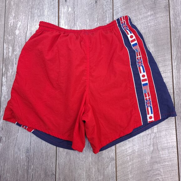 Vintage 1996 Atlanta Olympic Swim Trunks Mens Medium Lined Pull On Flag Shorts - Picture 2 of 7